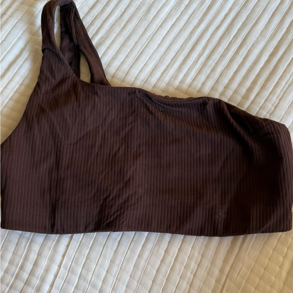 Lululemon Athletica Dark Brown Ribbed One Shoulder Sports Bra